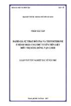 đánh giá sự thay đổi psa và testosterone ở bệnh nhân ung thư tuyến tiền liệt điều trị bằng đồng vận lhrh