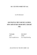 Giải pháp tạo việc làm cho lao động nông thôn huyện thanh thủy, tỉnh phú thọ  