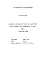 đánh giá hiệu quả sử dụng đất sản xuất nông nghiệp trên địa bàn huyện giao thủy, tỉnh nam định  