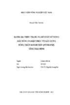 đánh giá thực trạng và đề xuất sử dụng đất nông nghiệp phục vụ xây dựng nông thôn mới huyện quỳnh phụ, tỉnh thái bình  