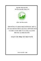 ảnh hưởng của khẩu phần ăn bổ sung bột lá chè đại ( trichanthera gigantea) đến năng suất chất lượng thịt của gà mía lai lương phượng tại thái nguyên