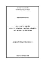 Phân lập vi khuẩn nitrate hóa thu tại vùng biển đảo hải phòng   quảng ninh