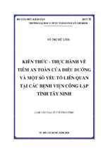 Kiến thức   thực hành về tiêm an toàn của điều dưỡng và một số yếu tố liên quan tại các bệnh viện công lập tỉnh tây ninh