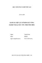 đánh giá hiệu quả sử dụng đất nông nghiệp thị xã phúc yên, tỉnh vĩnh phúc  