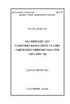 đặc điểm kiểu gen và đột biến kháng thuốc của hbv ở bệnh nhân nhiễm hbv mạn tính chưa điều trị