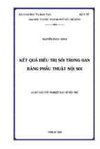 Kết quả điều trị sỏi trong gan bằng phẫu thuật nội soi