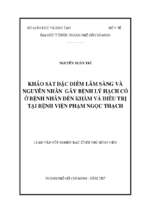 Khảo sát đặc điểm lâm sàng và nguyên nhân gây bệnh lý hạch cổ ở bệnh nhân đến khám và điều trị tại bệnh viện phạm ngọc thạch