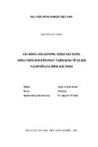 Tác động của chương trình xây dựng nông thôn mới đến phát triển kinh tế xã hội tại huyện gia bình, bắc ninh  