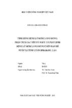 Tình hình bệnh lở mồm long móng, phân tích các yếu tố nguy cơ phát sinh bệnh lở mồm long móng trên đàn dê nuôi tại tỉnh luongphabang, lào  