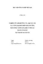 Nghiên cứu ảnh hưởng của mật độ cấy và lượng đạm bón đến sinh trưởng, năng suất giống lúa kim cương 111 trong vụ xuân tại thanh oai, hà nội  