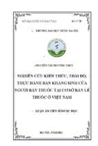 Nghiên cứu kiến thức, thái độ, thực hành bán kháng sinh của người bán thuốc tại cơ sở bán lẻ thuốc ở việt nam