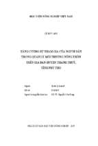 Tăng cường sự tham gia của người dân trong quản lý môi trường nông thôn trên địa bàn huyện thanh thủy, tỉnh phú thọ  