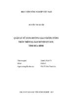 Quản lý sử dụng đường giao thông nông thôn trên địa bàn huyện kỳ sơn, tỉnh hòa bình  