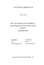 Thực thi giải pháp cải cách thủ tục hành chính tại sở tài nguyên và môi trường tỉnh hòa bình  
