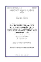 Xác định tỉ lệ trầm cảm và các yếu tố liên quan trên bệnh nhân suy thận mạn giai đoạn cuối