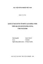 Quản lý nhà nước về nước sạch nông thôn trên địa bàn huyện đông hưng, tỉnh thái bình  