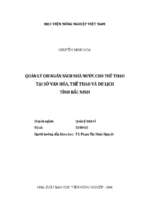 Quản lý chi ngân sách nhà nước cho thể thao tại sở văn hóa, thể thao và du lịch tỉnh bắc ninh  