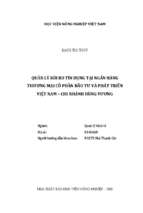 Quản lý rủi ro tín dụng tại ngân hàng thương mại cổ phần đầu tư và phát triển việt nam chi nhánh hùng vương  