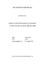 Quản lý vốn ngân sách đầu tư xây dựng cơ bản ở huyện gia bình, tỉnh bắc ninh  