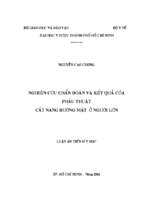 Nghiên cứu chẩn đoán và kết quả của phẫu thuật cắt nang đường mật ơ người lớn