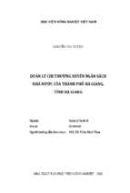 Quản lý chi thường xuyên ngân sách nhà nước của thành phố hà giang, tỉnh hà giang  