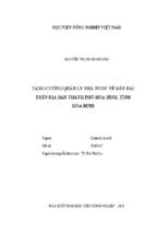 Tăng cường quản lý nhà nước về đất đai trên địa bàn thành phố hòa bình, tỉnh hòa bình  