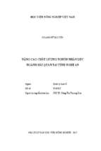 Nâng cao chất lượng nguồn nhân lực ngành hải quan tại tỉnh nghệ an  