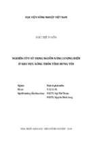 Nghiên cứu sử dụng nguồn năng lượng điện ở khu vực nông thôn tỉnh hưng yên