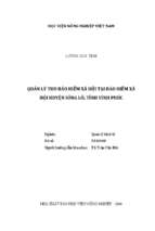 Quản lý thu bảo hiểm xã hội tại bảo hiểm xã hội huyện sông lô, tỉnh vĩnh phúc  