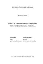 Quản lý hệ thống đường giao thông nông thôn ở huyện quỳnh nhai, tỉnh sơn la  