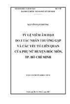 Tỷ lệ viêm âm đạo do 3 tác nhân thường gặp và các yếu tố liên quan của phụ nữ huyện hóc môn, tp. hồ chí minh