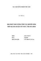 Giải pháp tăng cường công tác khuyến nông trên địa bàn huyện yên thủy, tỉnh hòa bình  