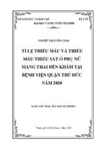 Tỉ lệ thiếu máu và thiếu máu thiếu sắt ở phụ nữ mang thai đến khám tại bệnh viện quận thủ đức năm 2020