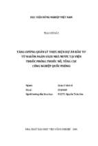 Tăng cường quản lý thực hiện dự án đầu tư từ nguồn ngân sách nhà nước tại viện thuốc phóng thuốc nổ, tổng cục công nghiệp quốc phòng  