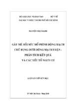 Gây mê hồi sức mổ phình động mạch chủ bụng dưới động mạch thận phân tích kết quả và các yếu tố nguy cơ