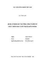 Quản lý nhân lực tại tổng công ty đầu tư phát triển nhà và đô thị bộ quốc phòng  