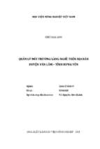 Quản lý môi trường làng nghề trên địa bàn huyện văn lâm tỉnh hưng yên  