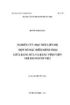 Nghiên cứu dọc mối liên hệ một số đặc điểm hình thái giữa răng sữa và răng vĩnh viễn trẻ em người việt