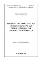 Nghiên cứu thành phần hóa học hướng tác dụng sinh học một số loài thuộc chi ancistrocladus ở việt nam