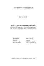 Quản lý quy hoạch cán bộ chủ chốt cấp huyện trên địa bàn tỉnh hòa bình  