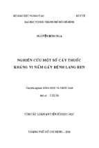 Nghiên cứu một số cây thuốc kháng vi nấm gây bệnh lang ben