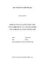 đánh giá công tác quản lý nước thải công nghiệp trong các cụm công nghiệp làng nghề thị xã từ sơn, tỉnh bắc ninh  