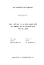 Phát triển hợp tác xã nông nghiệp kiểu mới trên địa bàn huyện lương sơn, tỉnh hòa bình  