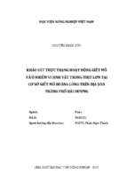 Khảo sát thực trạng hoạt động giết mổ và ô nhiễm vi sinh vật trong thịt lợn tại cơ sở giết mổ hoàng long trên địa bàn thành phố hải dương  