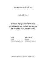 đánh giá hiệu quả kinh tế mô hình sản xuất vườn   ao   chuồng   khí sinh học tại huyện lục ngạn, tỉnh bắc giang  