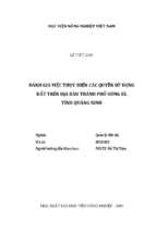 đánh giá việc thực hiện các quyền sử dụng đất trên địa bàn thành phố uông bí, tỉnh quảng ninh  