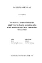 ứng dụng gis xây dựng cơ sở dữ liệu giá đất phục vụ công tác quản lý tài chính về đất đai phường đông ngàn, thị xã từ sơn, tỉnh bắc ninh  