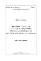 Khảo sát tỉ lệ trầm cảm và các yếu tố liên quan trên bệnh nhân sau nhồi máu cơ tim điều trị tại bệnh viện nguyễn tri phương