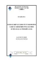 Luận văn tốt nghiệp đánh giá hiệu quả kinh tế xã hội mô hình canh tác khóm trên vùng đất phèn huyện gò quao