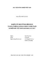 Nghiên cứu dịch tễ học bệnh dịch tả lợn cổ điển (classical swine fever) ở lợn tại miền bắc việt nam giai đoạn 2014   2017